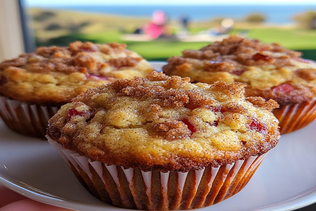 Rhubarb Muffins with Sweet Cinnamon Crumble