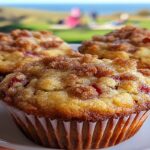 Rhubarb Muffins with Sweet Cinnamon Crumble