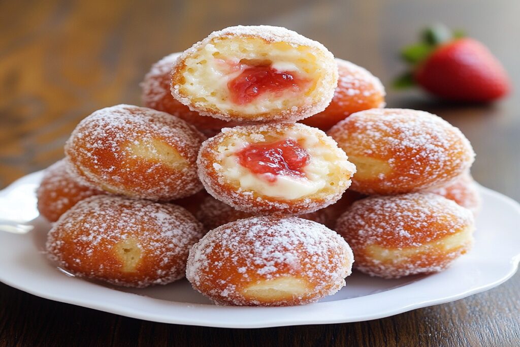 Strawberry Cheesecake Stuffed Donut Holes