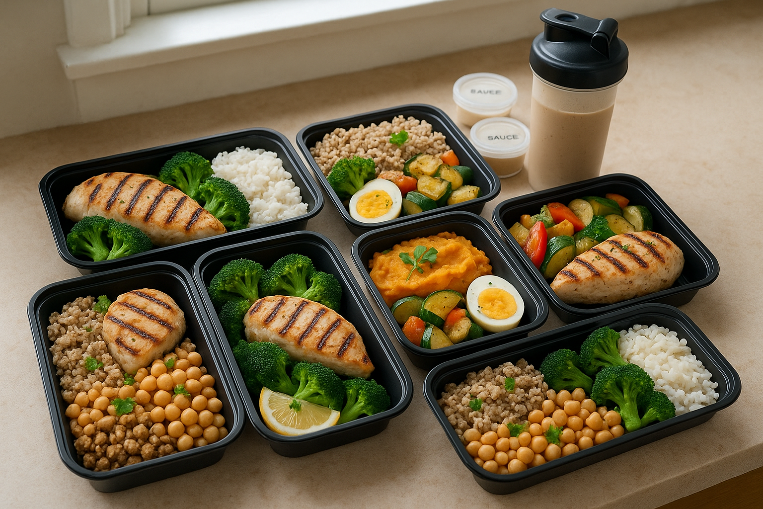 High protein meal prep with chicken and vegetables