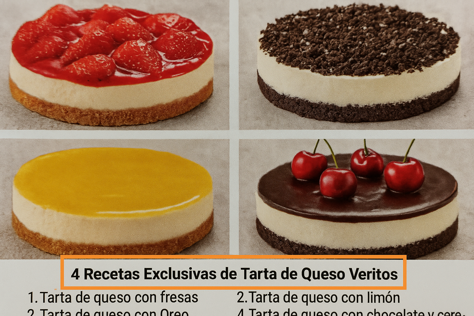 4 Recetas Exclusivas de Tarta de Queso Veritos en Copas