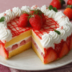 Pastel de fresa para 100 personas