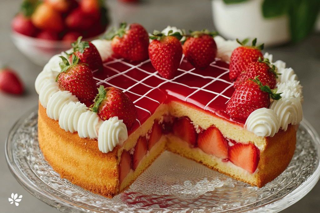 Pastel de fresa para 100 personas