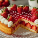 Pastel de fresa para 100 personas
