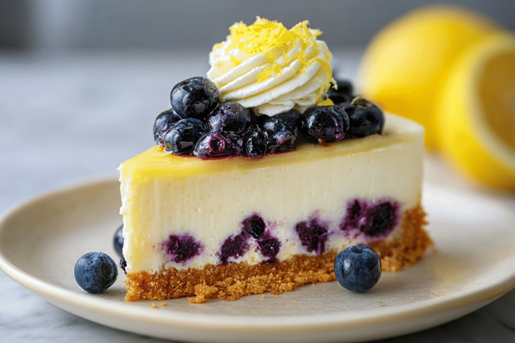 Lemon and Blueberry Cheesecake Recipe | Creamy, Tangy & Fruity Dessert