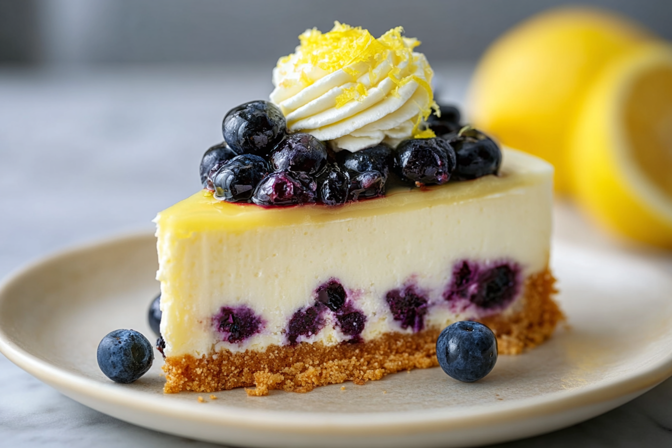 Lemon and Blueberry Cheesecake Recipe | Creamy, Tangy & Fruity Dessert